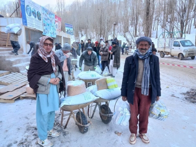 توزیع مواد غذایی برای 1506 خانواده در ولسوالی پنجاب بامیان